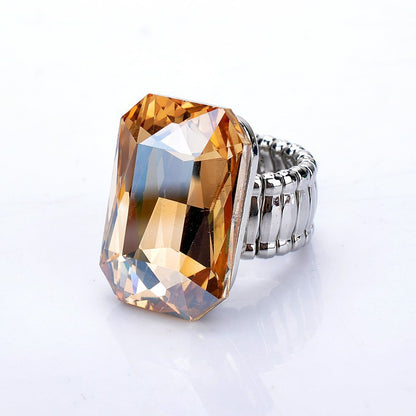 Retro Geometric Alloy Inlay Artificial Crystal Unisex Rings