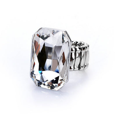 Retro Geometric Alloy Inlay Artificial Crystal Unisex Rings