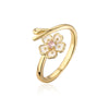Fashion Flower Butterfly Copper Gold Plated Zircon Open Ring 1 Piece