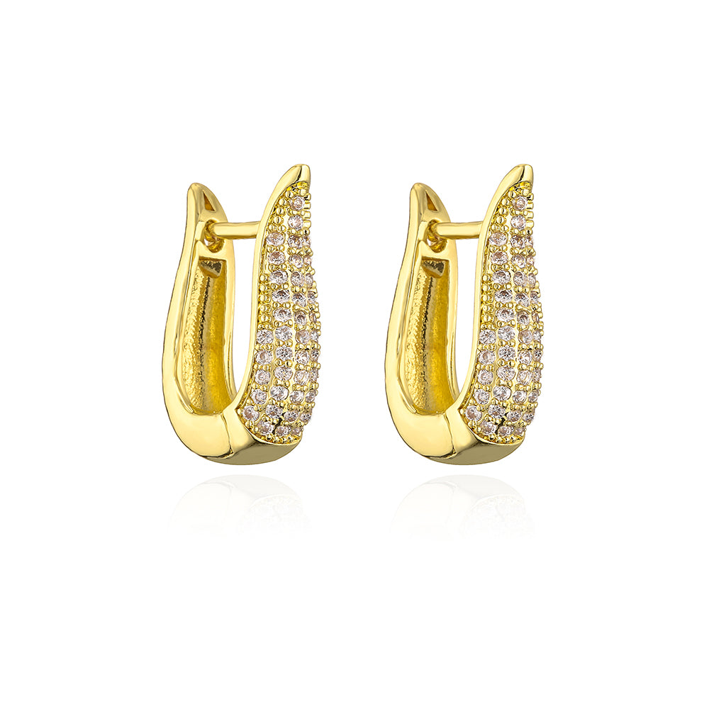 1 Pair Fashion Geometric Gold Plated Copper Zircon Gold Plated Earrings