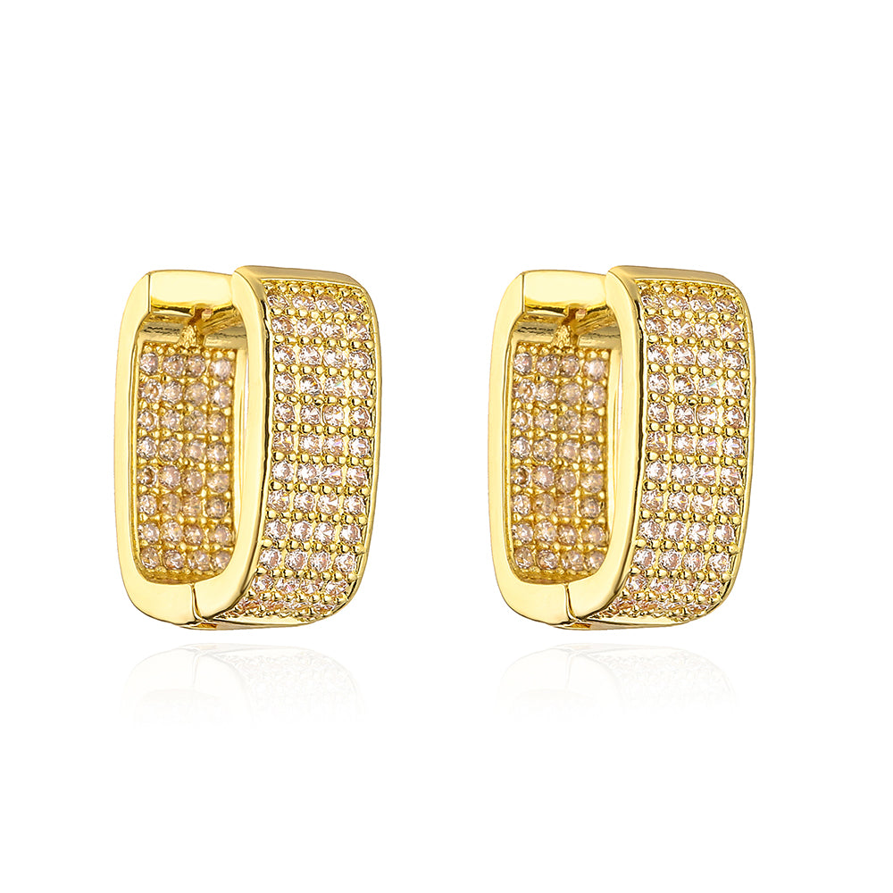 1 Pair Fashion Geometric Gold Plated Copper Zircon Gold Plated Earrings