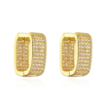 1 Pair Fashion Geometric Gold Plated Copper Zircon Gold Plated Earrings