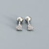 Fashion Heart Shape Sterling Silver Rhinestones Ear Studs 1 Pair