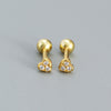 Fashion Heart Shape Sterling Silver Rhinestones Ear Studs 1 Pair