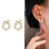 Fashion Triangle Heart Shape Bow Knot Alloy Plating Inlay Rhinestones Pearl Women's Earrings 1 Pair