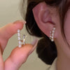 Fashion Triangle Heart Shape Bow Knot Alloy Plating Inlay Rhinestones Pearl Women's Earrings 1 Pair