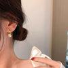 Fashion Triangle Heart Shape Bow Knot Alloy Plating Inlay Rhinestones Pearl Women's Earrings 1 Pair