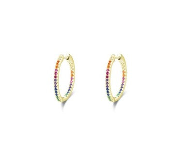 1 Pair Fashion Round Inlay Silver Gem Hoop Earrings