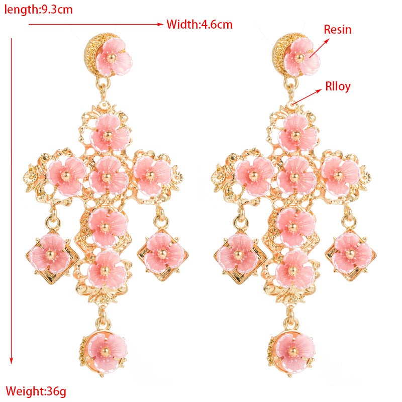 Fashion Rose Alloy Resin Inlay Resin Women's Earrings 1 Pair