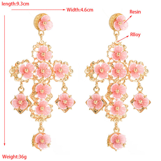 Fashion Rose Alloy Resin Inlay Resin Women's Earrings 1 Pair