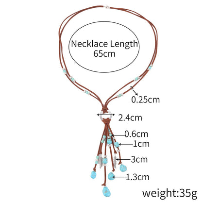 Ethnic Style Water Droplets Alloy Turquoise Plating Women's Pendant Necklace 1 Piece