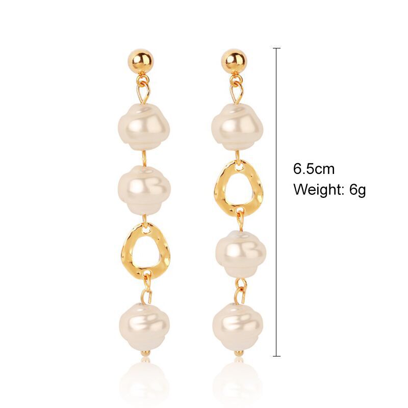 1 Pair Elegant Streetwear Geometric Plating Imitation Pearl Drop Earrings