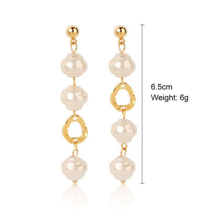 1 Pair Elegant Streetwear Geometric Plating Imitation Pearl Drop Earrings