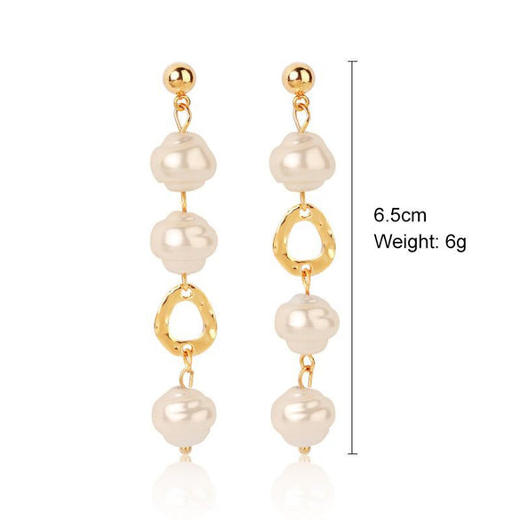 1 Pair Elegant Streetwear Geometric Plating Imitation Pearl Drop Earrings