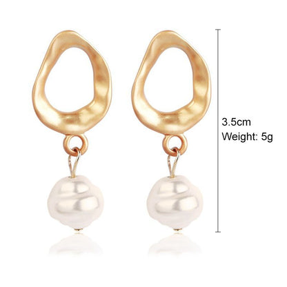 1 Pair Elegant Streetwear Geometric Plating Imitation Pearl Drop Earrings