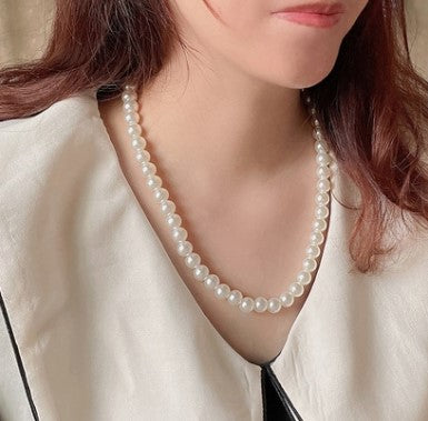 Basic Solid Color Imitation Pearl Beaded Women's Necklace 1 Piece