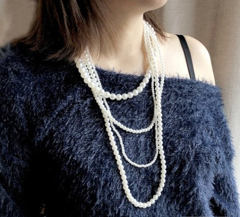 Basic Solid Color Imitation Pearl Beaded Women's Necklace 1 Piece