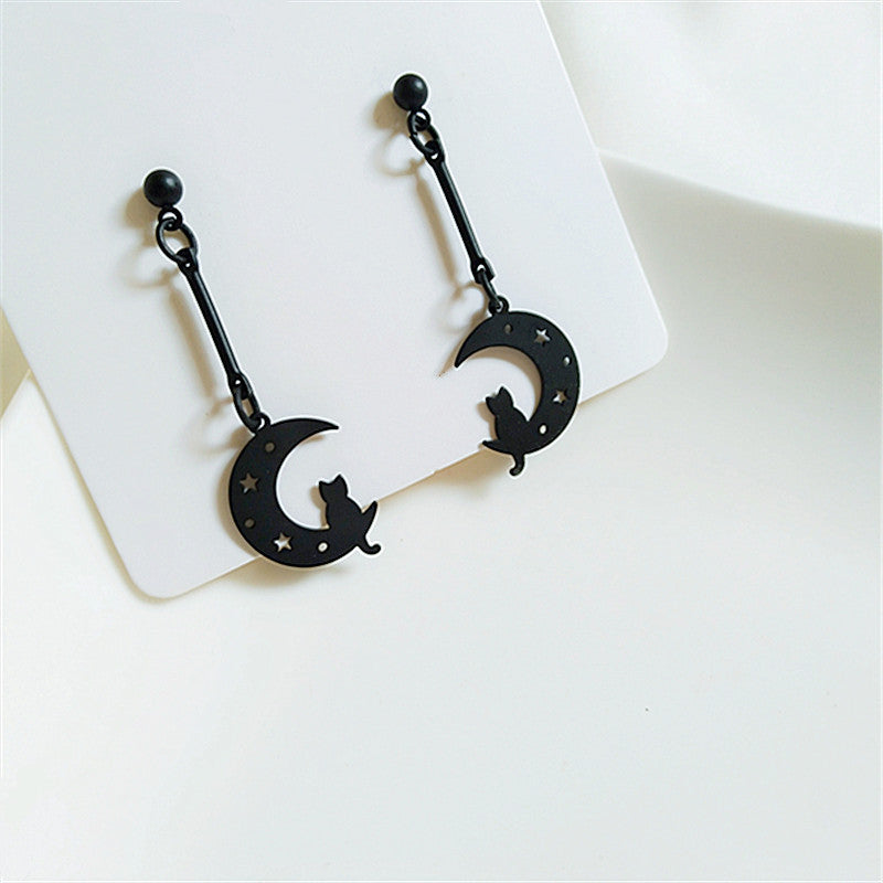 Fashion Moon Cat Metal Plating Women's Drop Earrings 1 Pair