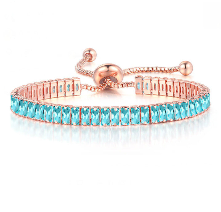 Fashion Square Copper Inlay Zircon Bracelets Earrings Necklace