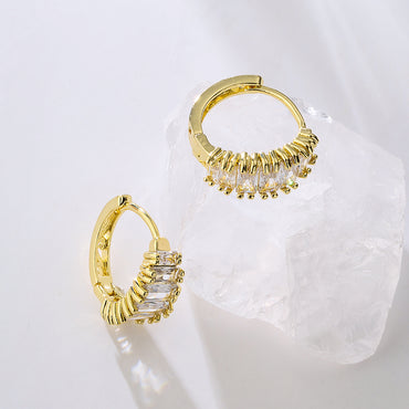 Fashion Geometric Copper Plating Zircon Hoop Earrings 1 Pair