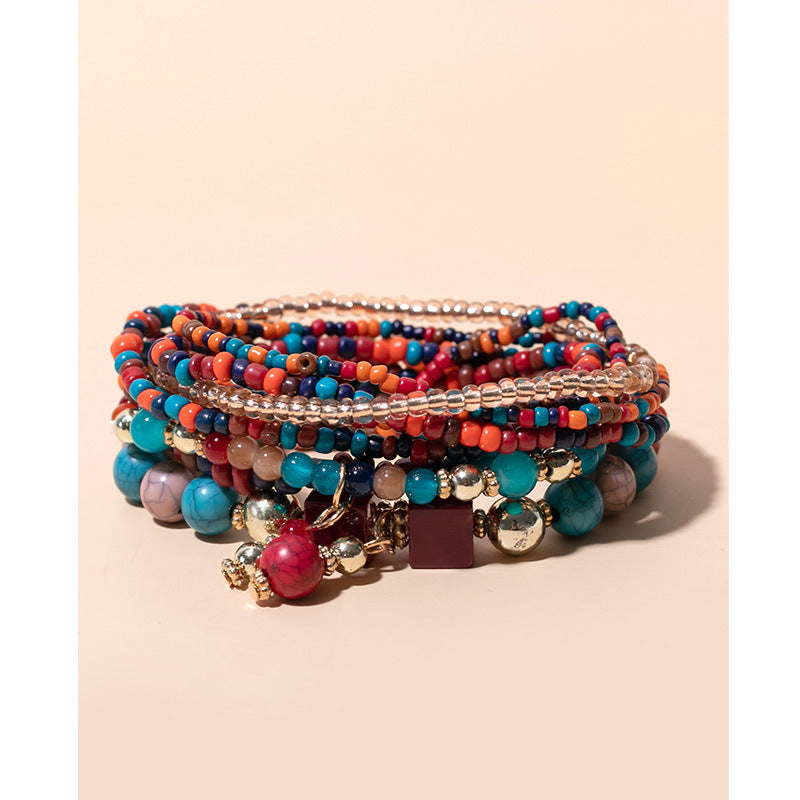 Bohemian Geometric Mixed Materials Beaded Artificial Pearls Shell Bracelets