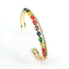 Retro Geometric Square Water Droplets Copper Gold Plated Zircon Bangle 1 Piece