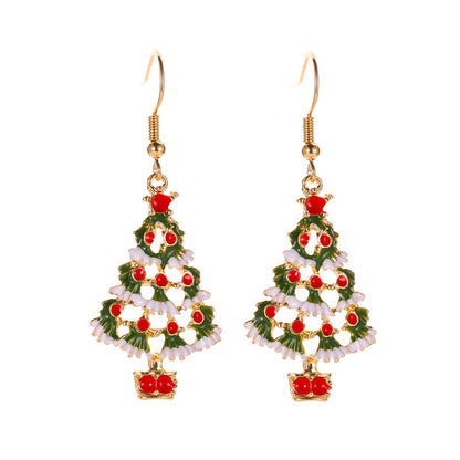 1 Pair Fashion Santa Claus Letter Enamel Inlay Alloy Artificial Gemstones Drop Earrings