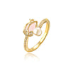 Fashion Flower Copper Gold Plated Artificial Pearls Zircon Open Ring 1 Piece