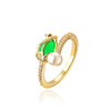 Fashion Flower Copper Gold Plated Artificial Pearls Zircon Open Ring 1 Piece