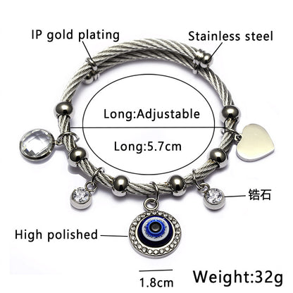 Fashion Eye Stainless Steel Inlay Zircon Bangle 1 Piece