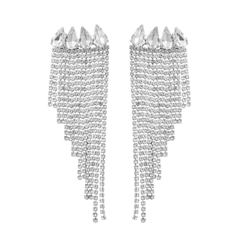 Elegant Geometric Alloy Tassel Rhinestones Women's Drop Earrings 1 Pair