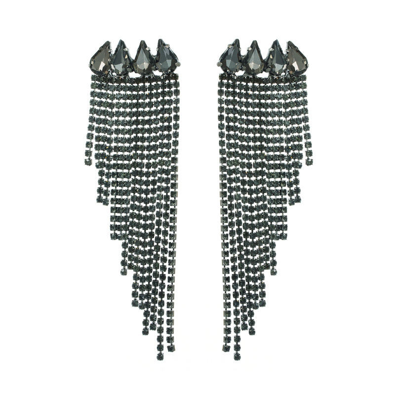 Elegant Geometric Alloy Tassel Rhinestones Women's Drop Earrings 1 Pair