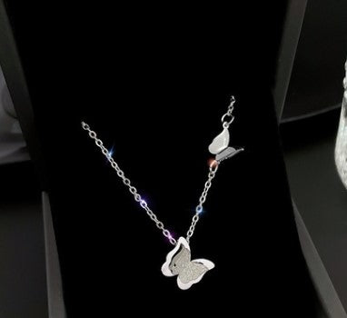 Fashion Butterfly Stainless Steel Pendant Necklace