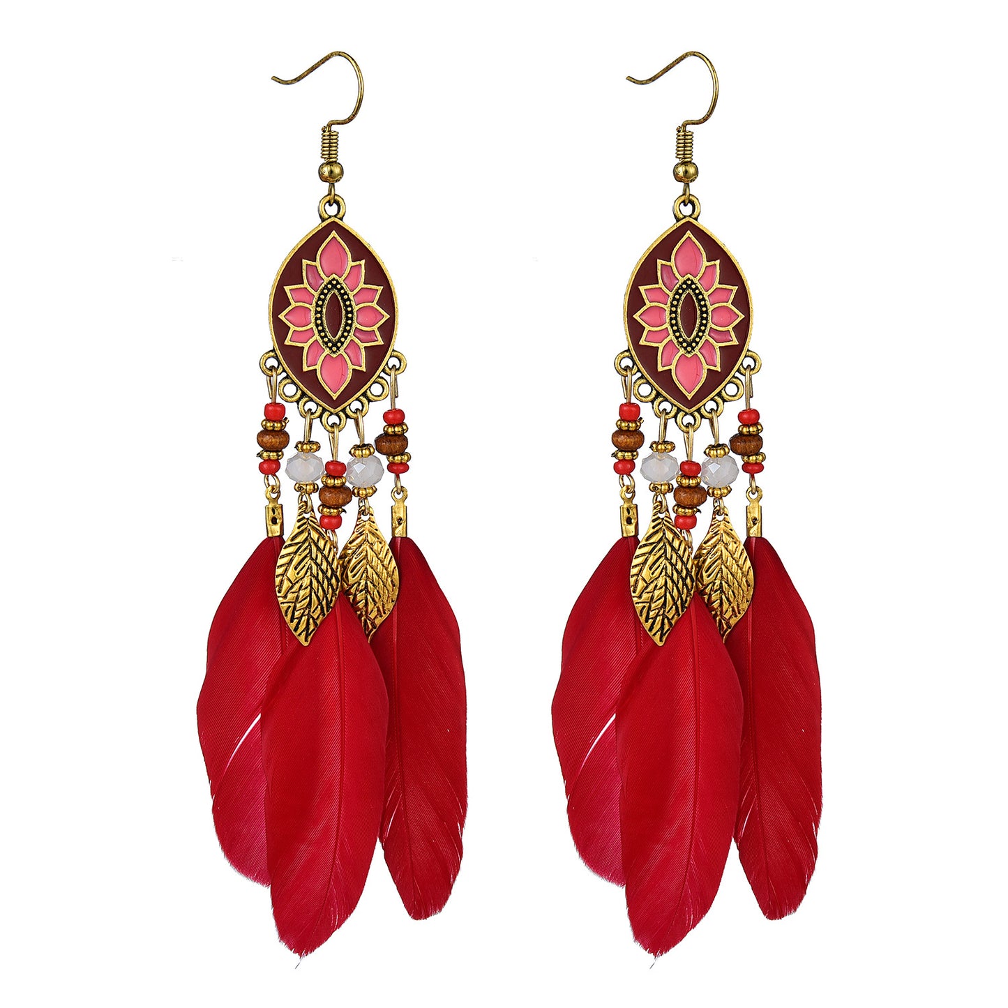 Wholesale Jewelry 1 Pair Ethnic Style Leaf Feather Ear Hook