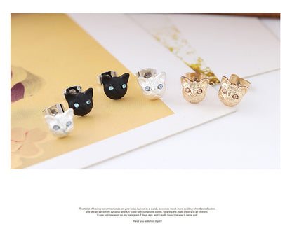 Fashion Cat Alloy Plating Inlay Rhinestones Women's Ear Studs 1 Pair