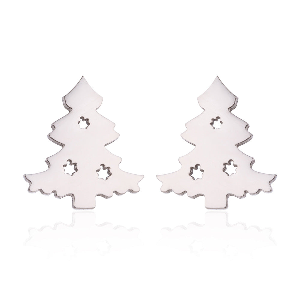 Fashion Christmas Tree Stainless Steel Ear Studs 1 Pair