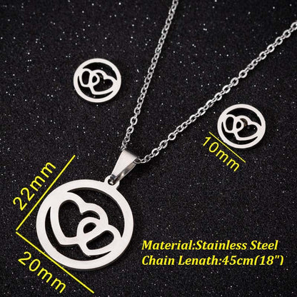 1 Set Simple Style Heart Shape Titanium Steel Plating Earrings Necklace