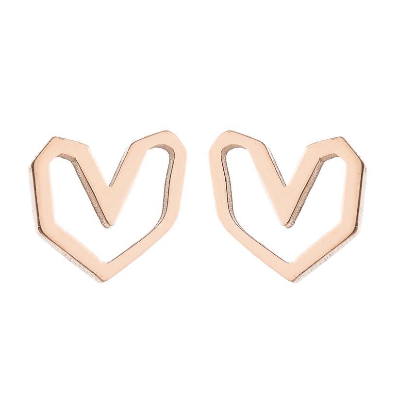 Fashion Heart Shape Stainless Steel Ear Studs 1 Pair