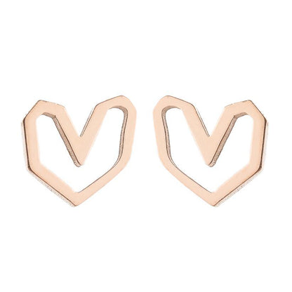 Fashion Heart Shape Stainless Steel Ear Studs 1 Pair