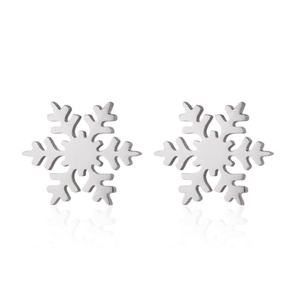 Fashion Snowflake Stainless Steel Plating Ear Studs 1 Pair