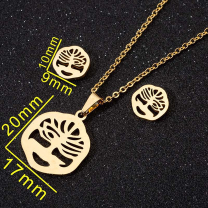 1 Set Fashion Geometric Titanium Steel Plating Earrings Necklace