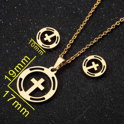 1 Set Fashion Geometric Titanium Steel Plating Earrings Necklace