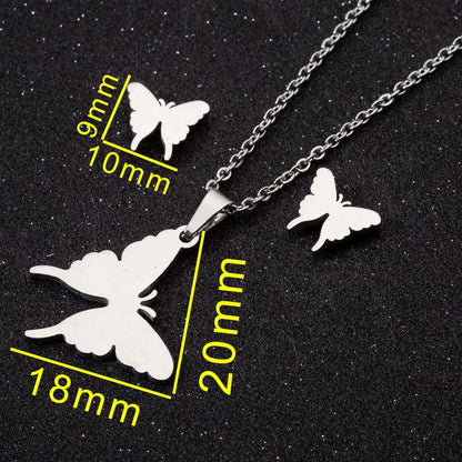 1 Piece 1 Pair Casual Heart Shape Titanium Steel Plating Earrings Necklace