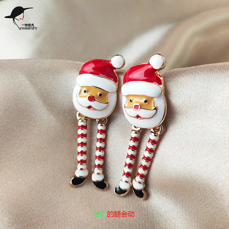 Fashion Santa Claus Stripe Alloy Enamel Women's Drop Earrings 1 Pair