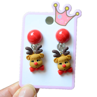 Fashion Christmas Tree Snowman Elk Arylic Women's Ear Clips 1 Pair