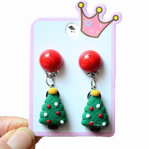 Fashion Christmas Tree Snowman Elk Arylic Women's Ear Clips 1 Pair