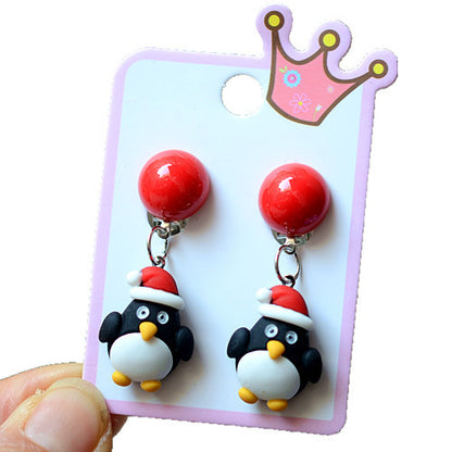 Fashion Christmas Tree Snowman Elk Arylic Women's Ear Clips 1 Pair