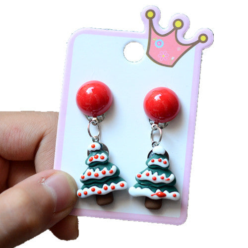 Fashion Christmas Tree Snowman Elk Arylic Women's Ear Clips 1 Pair