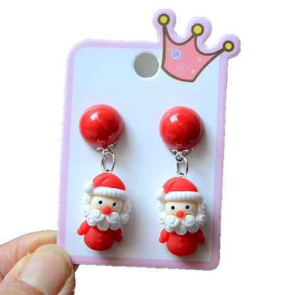 Fashion Christmas Tree Snowman Elk Arylic Women's Ear Clips 1 Pair