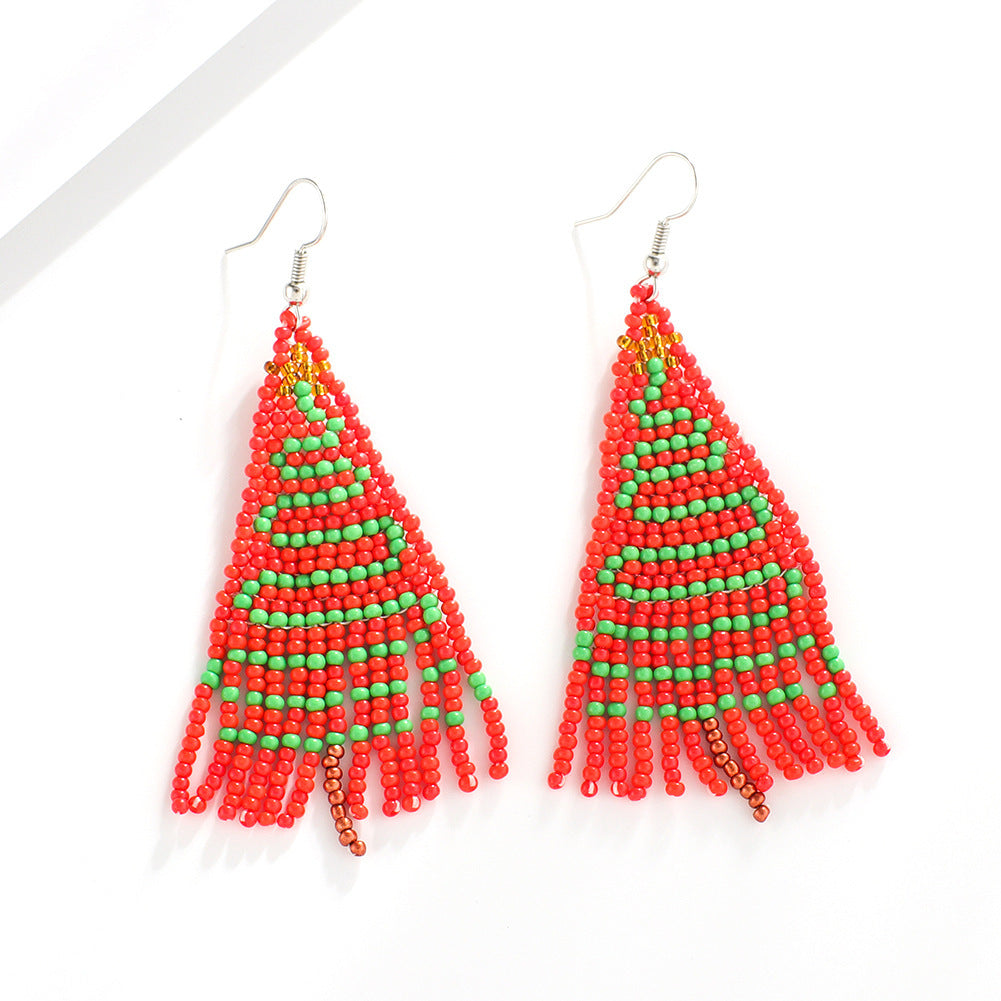 Simple Style Christmas Tree Santa Claus Seed Bead Women's Drop Earrings 1 Pair